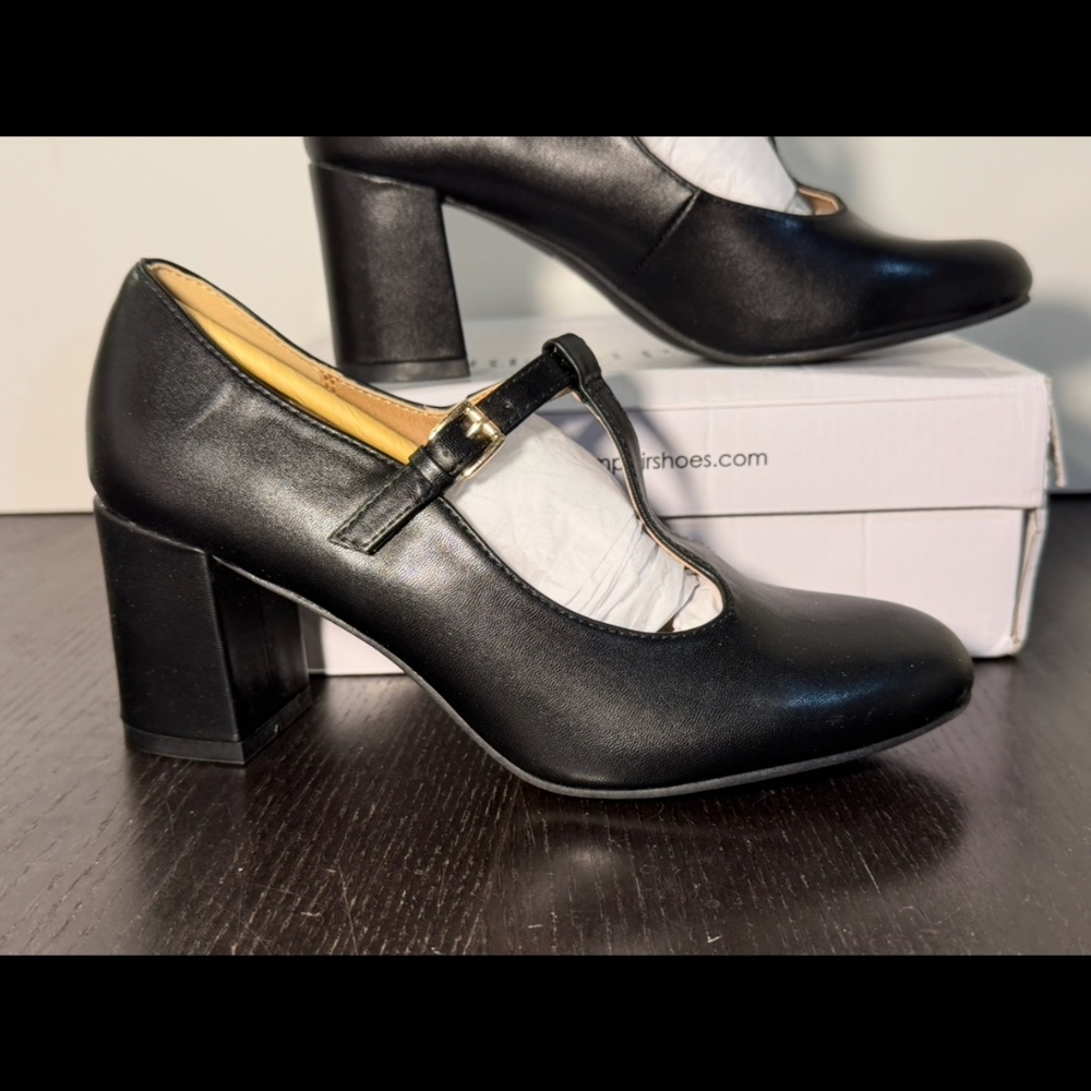 Dream Pairs Chunky Block Heel T-Strap Mary Jane Pumps Shoes Black Womans 7.5